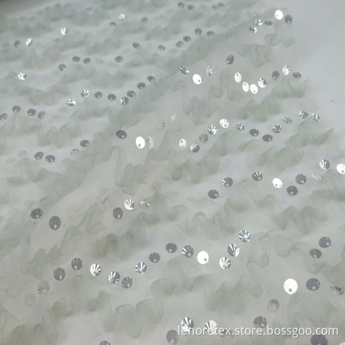 Poly Knitting Paillettes Embroidery Sequin Mesh Net Fabrics